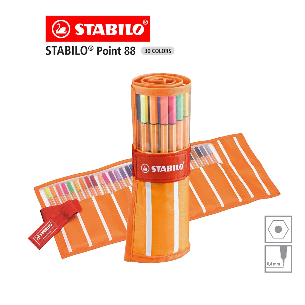 [Official Store] STABILO Point 88 ปากกาสีหมึกน้ำ Fibre-Tip Pen Rollerset ชุด 30 สี ปากกาหัวเข็ม ปากกาหัวสักหลาด #