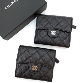 New! Chanel Caviar Tri-Fold Holo29 มีอะไหร่ทอง / เงิน