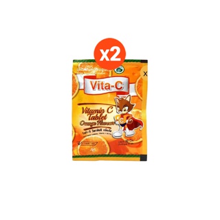 Vita-C Vitamin C Tablet Orange Flavors 30 Tablets ไวต้า-ซี วิตามินซี กลิ่นส้ม 30 เม็ด 2 ซอง