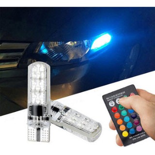 ไฟหรี่ ไฟหรี่หน้ารถมอเตอร์ไซค์ ขั้วT10 LED 6SMD ใช้รีโมท ในการเปลี่ยนสีไฟได้หลายสี