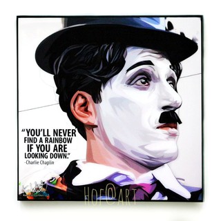 Charlie Chaplin #2 ชาร์ลี แชปลิน นักแสดง ตลก รูปภาพ​ติดผนัง pop art กรอบรูป แต่งบ้าน ของขวัญ โปสเตอร์ ของสะสม คำคม