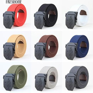 แฟชั่น Freshone Men แฟชั่นนอกลู่นอกทาง Solid Buckle Soliders เข็มขัดคาดเอวทหาร a