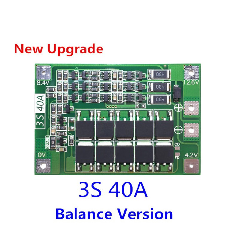 BMS 3S 40A 18650 12.6V โมดูล PCB BMS บอร์ดป้องกันโมดูล มีวงจรบาลานซ์ Balance version
