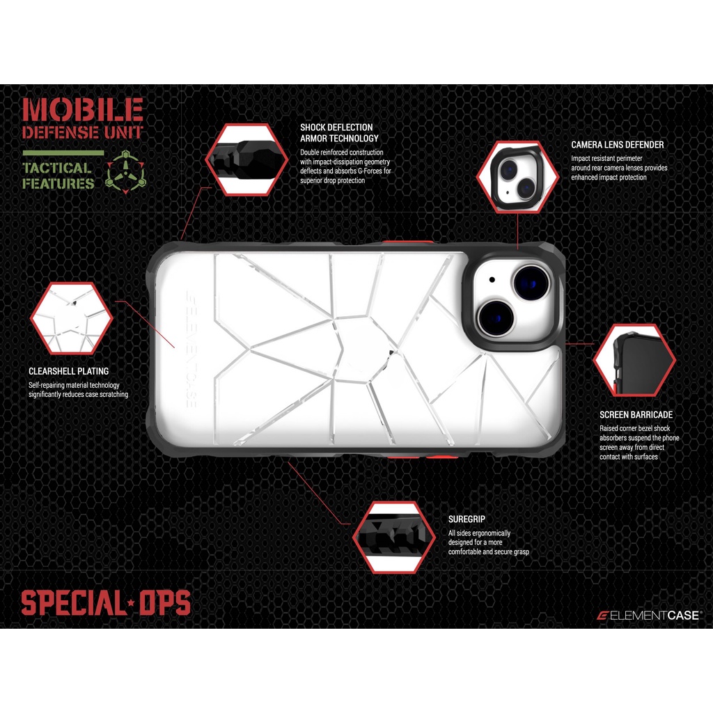 เคสสำหรับไอโฟน 14 ยี่ห้อ Element Case รุ่น Special Ops สำหรับ iPho 14 Pro/14 Plus/14/13 ของแท้ มีประ