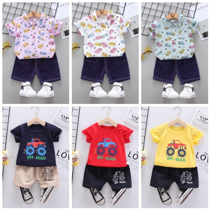 1🛑LIVE VOUCHER CASUAL BOY SHIRT SET PANTS ฤดูร้อนเกาหลี BOY FASHION