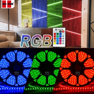 ไฟ LED เส้น ชิพ 5050 HI-TEK RGB 220V หลากสี กระพริบและเปลี่ยนสีได้ IP65 ตัดขายเป็นเมตร [ออกใบกำกับภาษีได้]