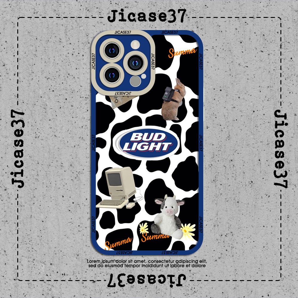 Jicase Bud Light นมวัว ขอบเหลี่ยม iphone และ samsung xiaomi oppo case