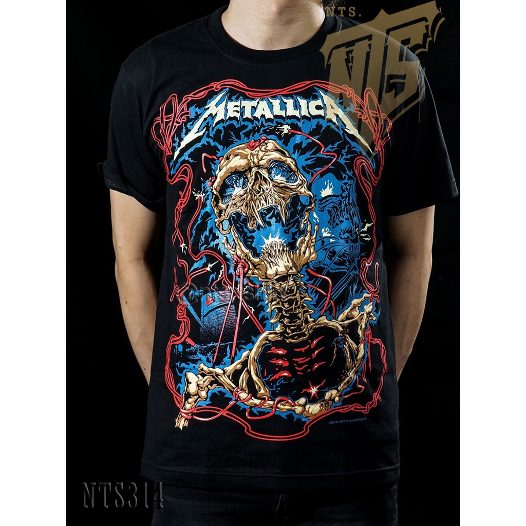 NTS 314 Metallica เสื้อยืด ลายวงดนตรี ซิลค์สกรีน ผ้าคอตตอนหนานุ่ม ไม่หดไม่ย้วย สีดำ S M L XL XXL