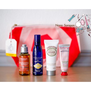 LOccitane Treavel Set 5 Items (รวมกระเป๋า)  เซ็ทรวมสินค้าตัวเด่นของแบรนด์ ล็อกซิทาน ขนาดทดลอง พร้อมกระเป๋าสีสันสดใส