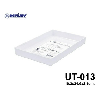 ถาดแบนอเนกประสงค์ตั้งโต๊ะใส ขนาดถาด (กว้างxยาวxสูง): 16.3 x 24.6 x 2.9 cm TLV-603 ใส/ UT-013 ขาว