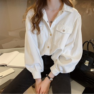 พร้อมส่ง เสื้อเชิ้ตคอปก เชิ้ตแขนยาว Korean Loosefit Women Blouse Top (MIX 0-03)