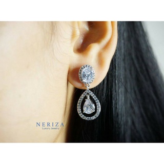 Neriza Jewelry/ต่างหูเพชรสังเคราะห์ประกายไฟเทียบเท่าเพชรแท้ จัดส่งฟรี NE083