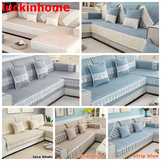 Luckinhome เบาะโซฟา ผ้าฝ้าย รูปตัว L 1 2 3 ที่นั่ง กันลื่น ซักทําความสะอาดได้ 7 แบบ