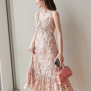 พร้อมส่ง 💗 Maxi Dress เดรสยาวลายดอก สีแดง