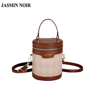 Jasmin NOIR กระเป๋าถือ กระเป๋าสะพายไหล่ ทรงกระบอก ลายสก๊อต เรียบง่าย สําหรับสตรี