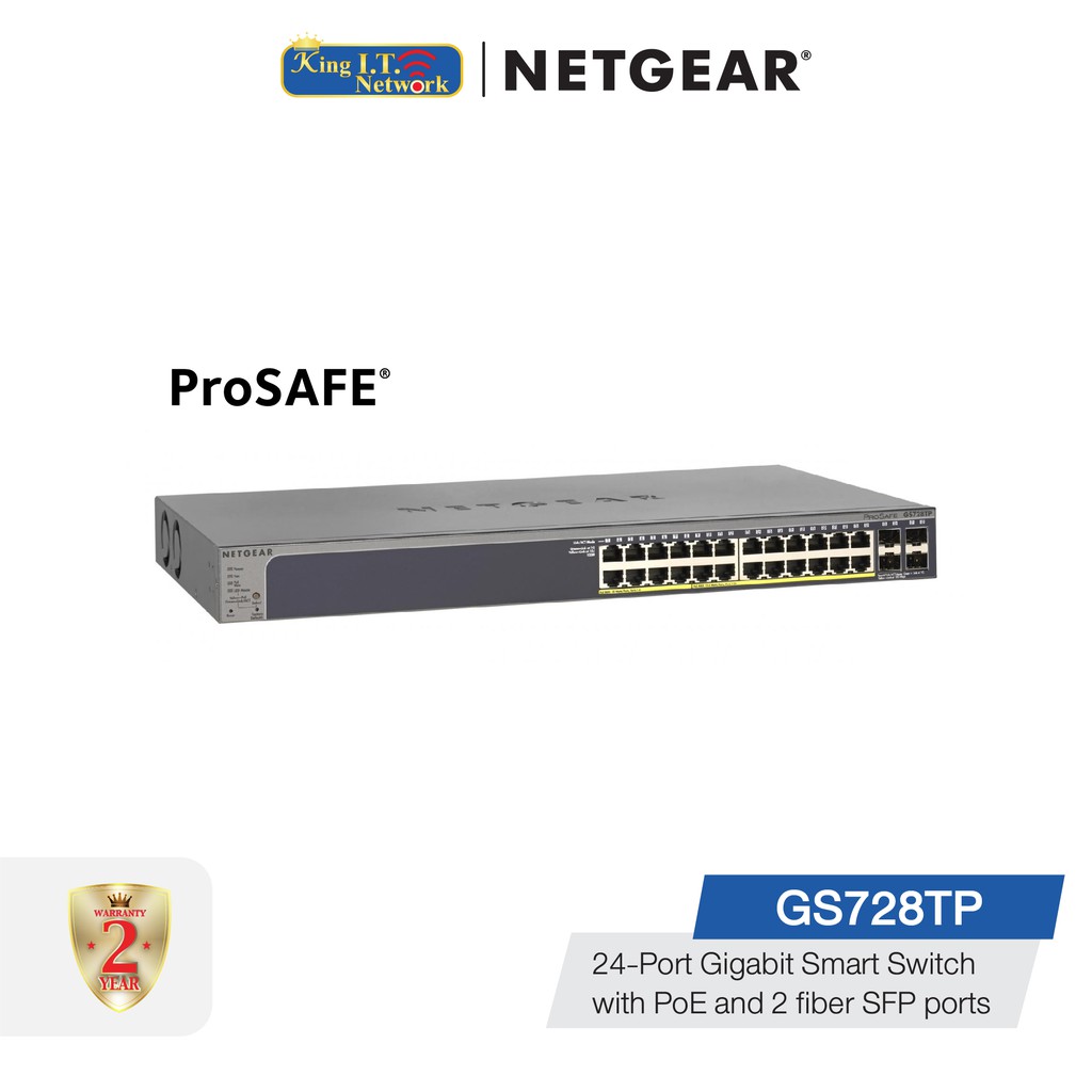NETGEAR (GS728TPv2) 24Port Gigabit PoE+ (190W) Smart Switch
