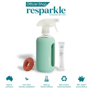 resparkle สเปรย์ทำความสะอาดอเนกประสงค์ ห้องครัว ห้องน้ำ และกระจก ออแกนิค พร้อมใยขัดทองแดง
