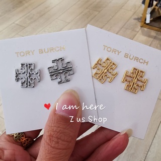 พร้อมส่ง​ Tory Burch Britten Logo Stud earrings gold/silver/rose gold.