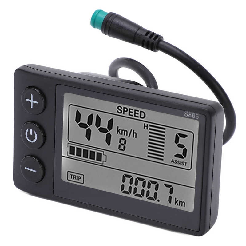 24V 36V 48V Electric Bike S866 LCD Display Meter Panel with Waterproof/SM Plug Electric Bicycle Cont