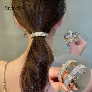 Exquisite Diamond Inlay U Shape Spring Hair Clip/ All-match Temperament Ponytail Hairpin