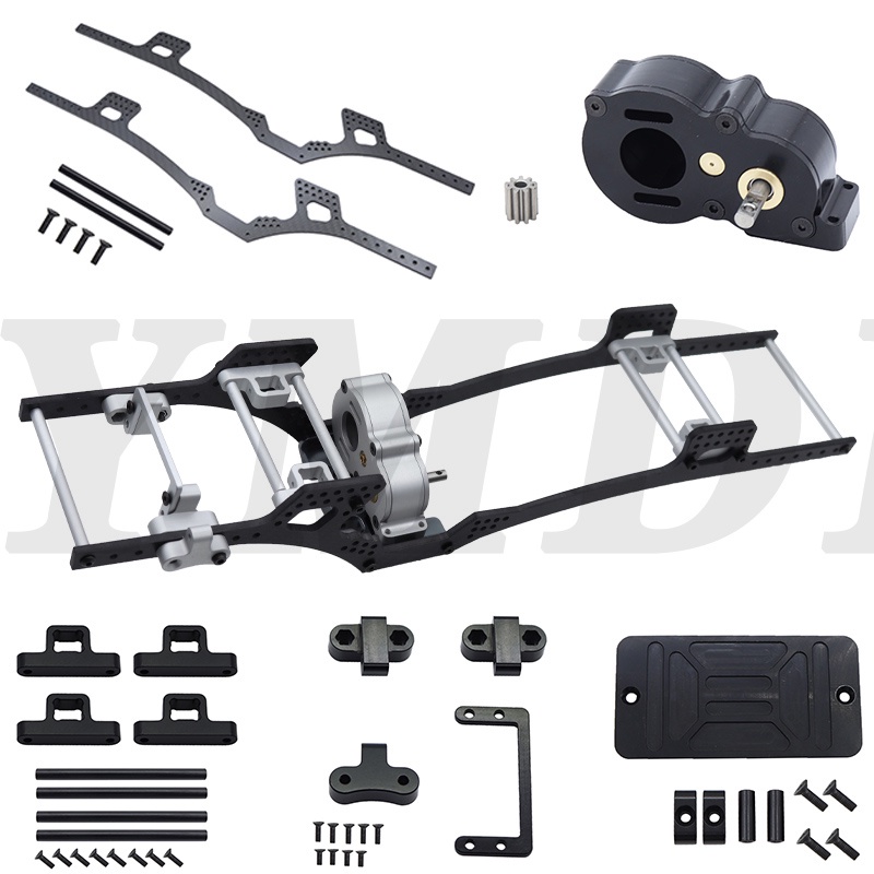 โลหะ LCG แชสซี Lower Center of Gravity คาร์บอนไฟเบอร์กรอบราง Girders เกียร์สําหรับ 1/10 RC Crawler TRX4 Axial SCX10 Capra RGT EX86100 อัพเกรด