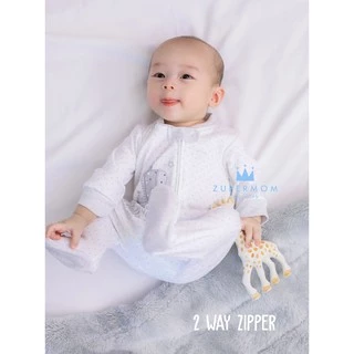 Zuper Mom (0-24 เดือน) ชุดหมีเด็กอ่อน ซิป รุ่น 2 WAY ZIPPER บอดี้สูทเด็กอ่อน ชุดเด็กแรกเกิด บอดี้สูทหุ้มเท้า no.9013