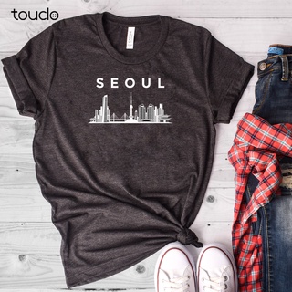 [S-5XL] เสื้อยืด คอกลม ผ้าฝ้ายแท้ พิมพ์ลาย Seoul South Korea Skyline แฟชั่นคลาสสิก สไตล์เกาหลี สําหรับผู้ชาย และผู้หญิง