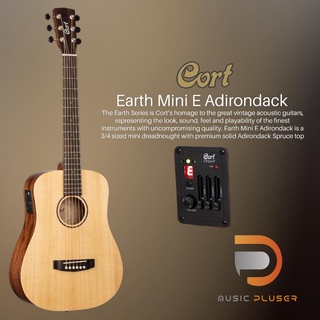 Cort Earth Mini E Adirondack กีต้าร์โปร่งไฟฟ้า หน้าไม้แท้ๆ Solid Adirondack Spruce Top พร้อมชุดอีคิวจาก Cort ฟรีกระเป๋า