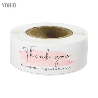 Yohio สติกเกอร์ฉลากแฟชั่น ทรงสี่เหลี่ยมผืนผ้า ลาย Thank You น่ารัก แฮนด์เมด Diy 1 ม้วน