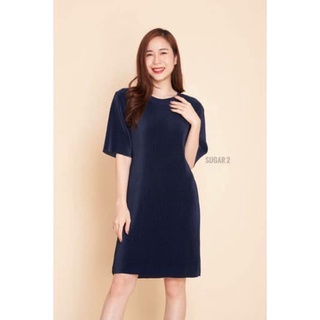 พร้อมส่ง เดรสแฟชั่น เดรสเกาหลี ผ้าอัดพลีท รุ่น Basic Pleated Dress อก32-46 ราคาถูกที่สุด สีเยอะมาก No.048