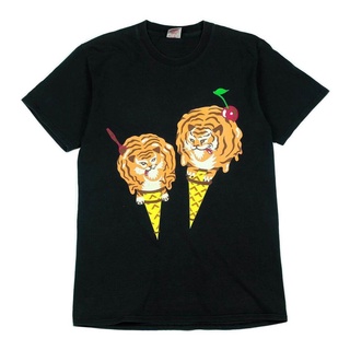 คอตต้อนคอกลมAutismss Treasure House Designer Niche Mori สไตล์ Tiger Ice Cream Spoof เสื้อยืดผู้หญิงครึ่งแขนอินเทรนด์S-5X