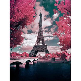 Alo Diy 5 D ภาพจิตรกรรมปักครอสติสลาย Eiffel Tower Landscape สําหรับตกแต่งบ้าน