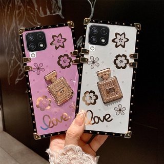 เคสโทรศัพท์มือถือแข็ง ทรงสี่เหลี่ยม ลายขวดน้ําหอม ประดับเพชร สําหรับ Samsung Galaxy A22 4G 5G S8 S8 plus s9 s9 plus