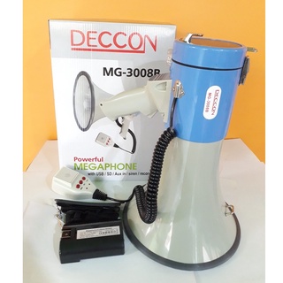 โทรโข่ง DECCON MG-3008B น้ำเงิน 9" โทรโข่งมีไซเรนอัดเสียงได้ มีไซเรน