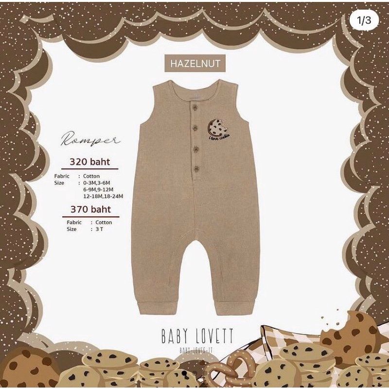 Babylovett New Romper Cookies (Hazelnut) Size  3-6M