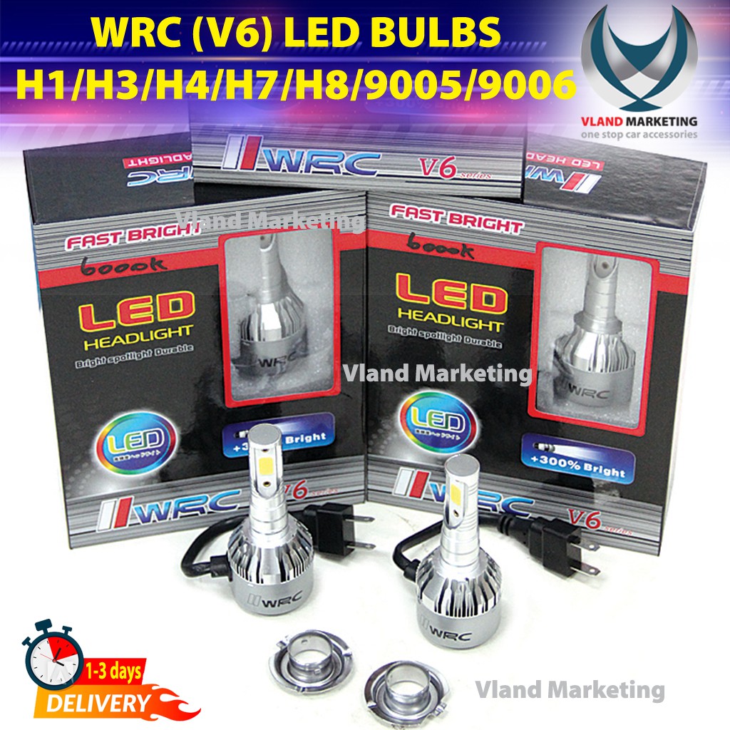 WRC (V6) หลอดไฟ LED H1/H3/H4/H7/H8/9005/9006