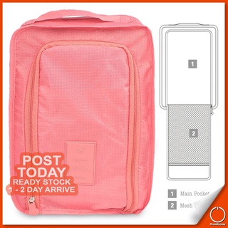????? ??????  Travel Shoes Pouch Organizer Waterproof Nylon Multifunction Storage Bag Space Saving With Mesh Pocket Stra