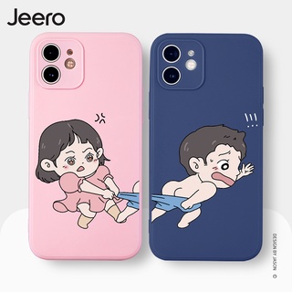 Jeero เคสคู่ เคสไอโฟน คู่รัก กันกระแทกซิลิโคนนุ่มการ์ตูนน่ารักตลก เคสโทรศัพท์ Compatible for iPhone 15 14 13 12 11 Pro Max SE 2020 X XR XS 8 7 6 6S Plus พลัส HFE761