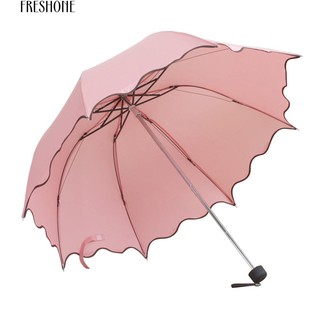 ****Freshone Lovely Women โลตัสใบอ่อนยูวีโดม Parasol กลางแจ้งอาทิตย์ / ฝนพับร่ม