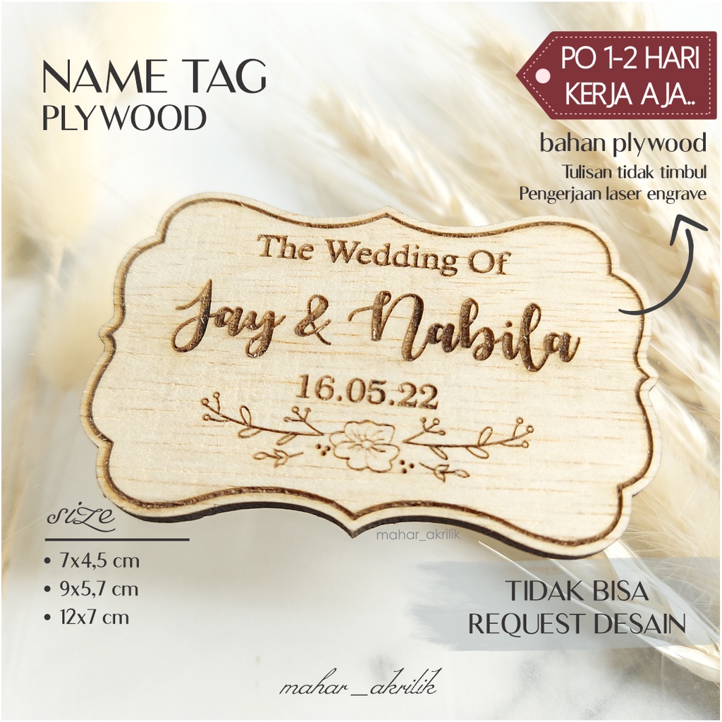 PLYWOOD NAME TAG สําหรับ DOWARD l PLYWOOD NAME TAG GIFT BOX