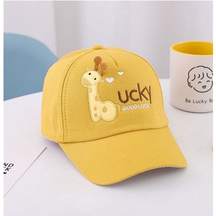 GOOD LUCKY CHARACTER GIRAFFE MOTIF HAT สําหรับ BOYS และ GIRLS GOOD LUCKY QUALITY COOL HAT/หมวก | FAD