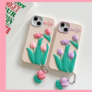 เคสโทรศัพท์มือถือ ซิลิกาเจล ลายดอกทิวลิป สําหรับ iPhone 13 12 Pro Max 12 Pro 12 11 Pro Max 11