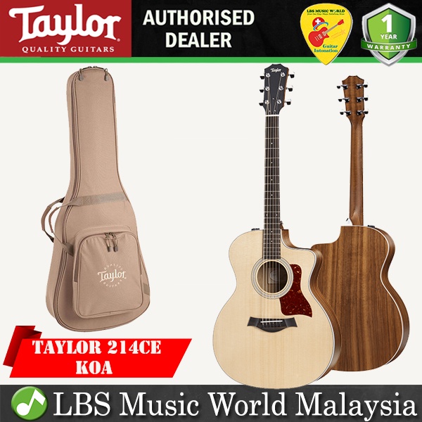 Taylor 214ce Cutaway Grand Auditorium Koa 6 string กีตาร์ไฟฟ้าอะคูสติกพร้อมกระเป๋า (214 ce)