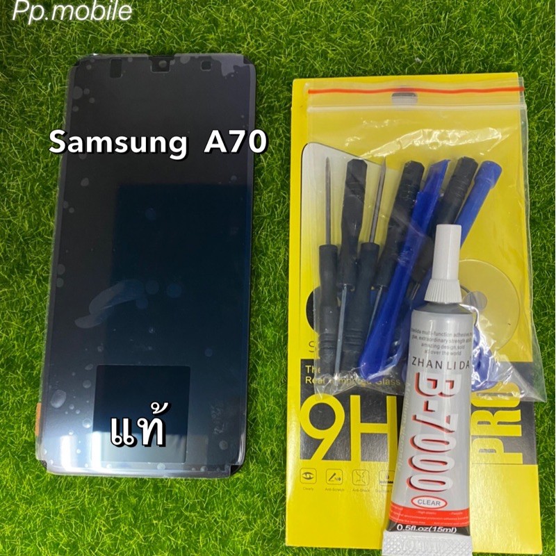 จอชุดSamsung A70งานแท้โรงงานพร้อมโครงชุดสีดำ/แถม,ฟิล์ม,ไขควง,กาว