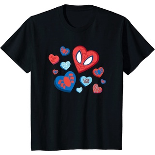 เสื้อยืด ผ้าฝ้ายแท้ ระบายอากาศได้ดี พิมพ์ลาย Marvel Spider-Man Spidey Hearts คุณภาพสูง สําหรับวันวาเลนไทน์