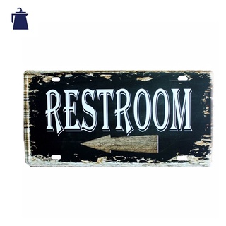 ป้ายสังกะสี restroom (15.5 x 31 cm)