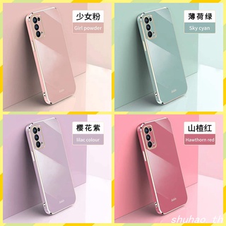 เคส OPPO Reno 6PRO 5G การออกแบบขอบตรง ปกป้องเลนส์ เคสโทรศัพท์ เคสโทรศัพท์แบบเคลือบด้วยไฟฟ้า