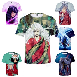 เสื้อยืดลําลอง แขนสั้น คอกลม พิมพ์ลายอนิเมะ Inuyasha 3 มิติ แฟชั่นฤดูร้อน สําหรับผู้ชาย