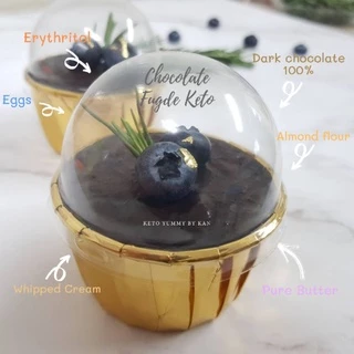 เค้กฟัดจ์ช็อคหน้านิ่ม 2 ชิ้น คีโต (เค้ก ไม่มีผลไม้) Chocolate Fugde Cake เบาหวาน,เด็กแพ้กลูเตน ทานได้