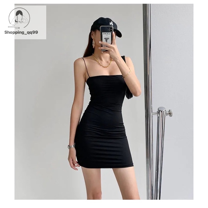 ❤️Hot sale🔥D7 ชุดเดรสสายเดี่ยว รัดรูป สายฝอสั้น เดรสร่าน